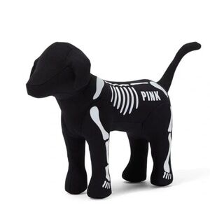 PINK Skeleton Dog Halloween Decor Plush Display Figure